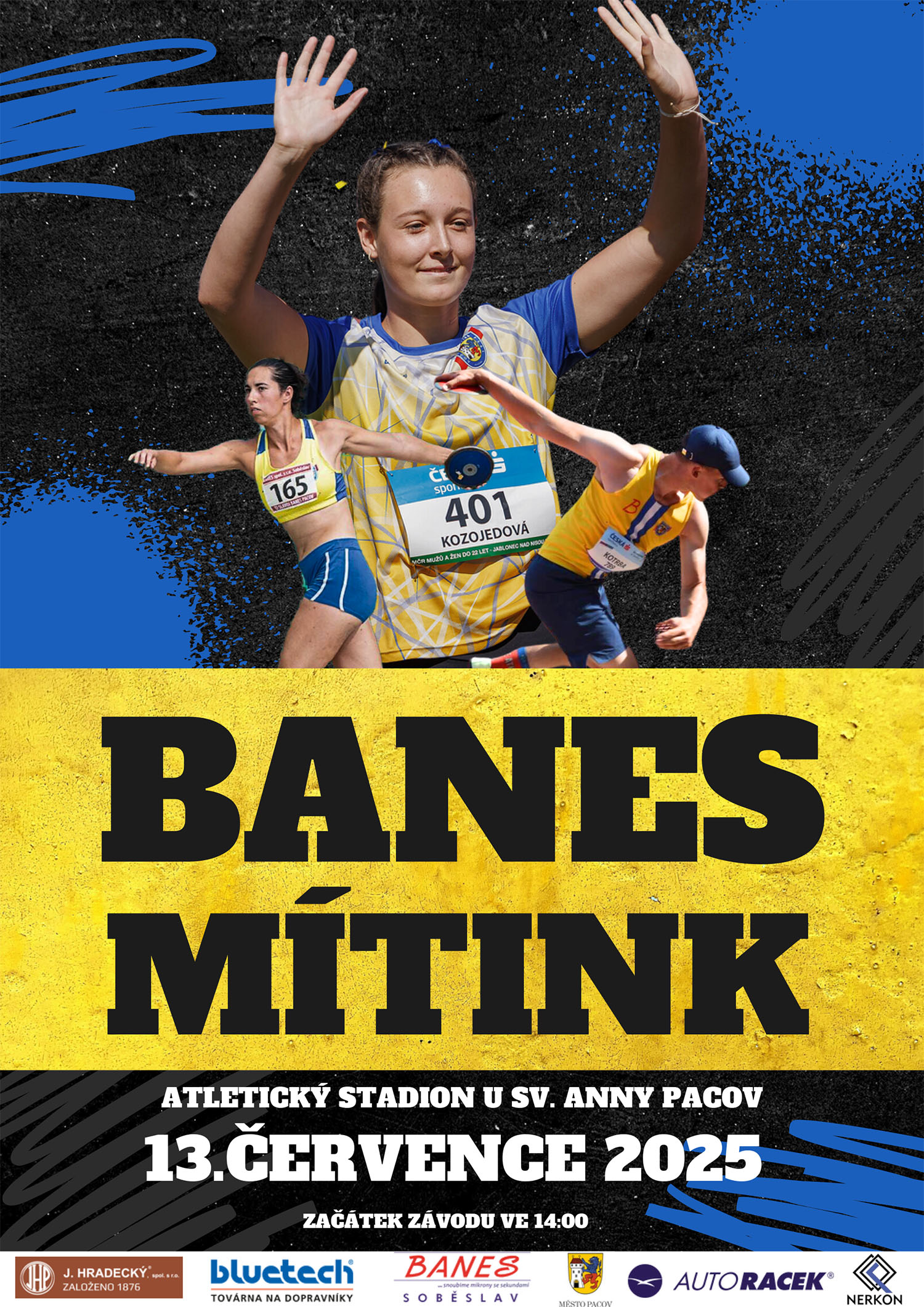 Banes mítink, atletické závody, Pacov 13. července