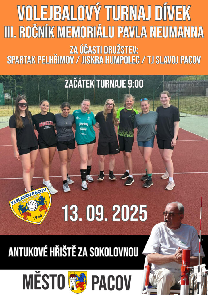 Volejbalový turnaj dívek, Pacov 13. září od 9 hodin. 