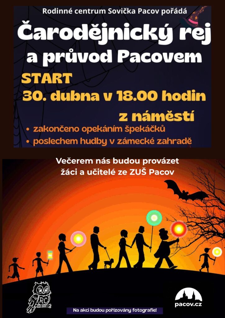 Čarodějnický rej a průvod Pacovem