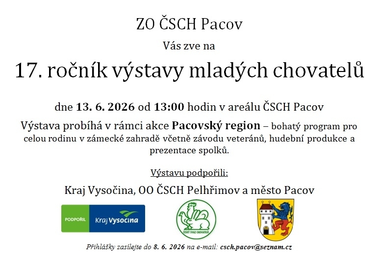 17. ročník výstavy mladých chovatelů ZO ČSCH Pacov