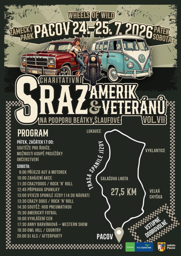 Sraz amerik a veteránů 2026 / Zámek Pacov / 24. a 25. července